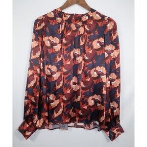 Margaret O'Leary Liberty of London Print Floral Silk Blouse Butterfield Poppy L